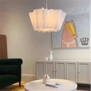 RATI Pleated Beige Fabric Contemporary Dining Ceiling Light – view 1