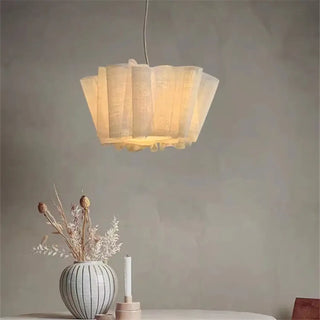 RATI Pleated Beige Fabric Contemporary Dining Ceiling Light – view 2