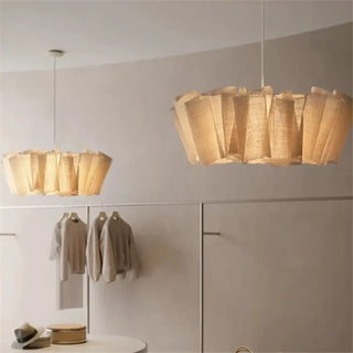 RATI Pleated Beige Fabric Contemporary Dining Ceiling Light – view 4