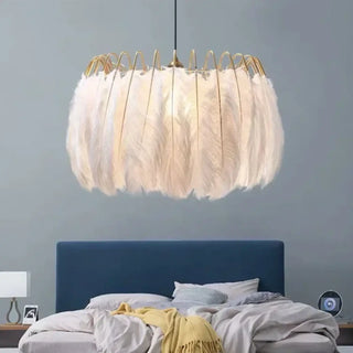 BOMU White Feathers Soft Bohemian Chic Ceiling Light – view 2