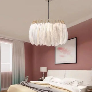 BOMU White Feathers Soft Bohemian Chic Ceiling Light – view 1