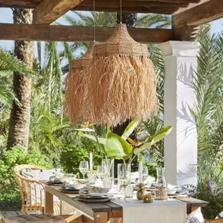 RAFIRA Raffia Natural Bohemian Indoor Outdoor Ceiling Light – view 1