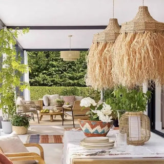 RAFIRA Raffia Natural Bohemian Indoor Outdoor Ceiling Light – view 4