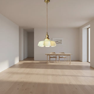 Pink glass and brass retro pendant ceiling lamp, vintage decorative hanging light