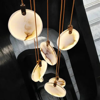 PIRRE Round Marble Effect Brass Finish Ceiling Light – view 1