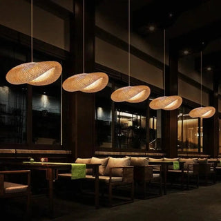 Contemporary rattan pendant light, natural soft warm ceiling hanging fixture