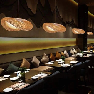 Natural rattan pendant lamp, soft warm illumination ceiling hanging light