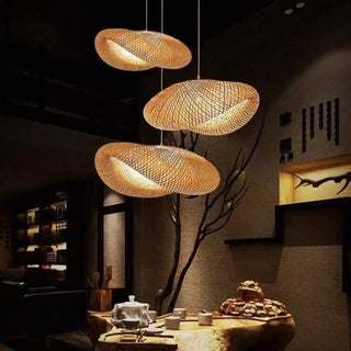 Soft warm rattan pendant light, natural illumination ceiling hanging fixture