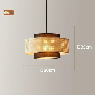 Elegant woven drum pendant light, rattan warm ambient ceiling hanging lamp