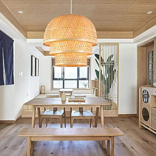 BOHLIM Rattan Stack Bohemian Chic Ceiling Light – view 2