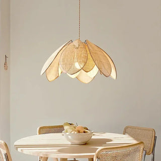 NAGOLE Natural Cane Flower Shape Elegant Ceiling Light – view 2
