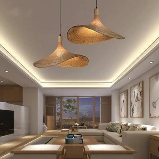 GAFI Wavy Rattan Natural Modern Zen Ceiling Light – view 1