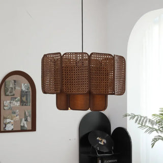 ASURIO Cane Braid Natural Bohemian Chic Ceiling Light – view 3