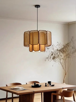 ASURIO Cane Braid Natural Bohemian Chic Ceiling Light – view 5