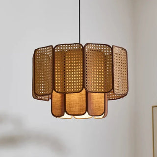 ASURIO Cane Braid Natural Bohemian Chic Ceiling Light – view 1