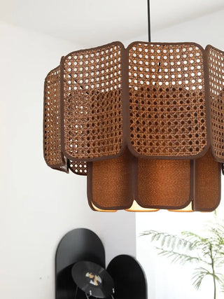 ASURIO Cane Braid Natural Bohemian Chic Ceiling Light – view 2