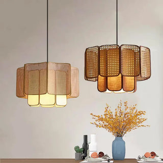 ASURIO Cane Braid Natural Bohemian Chic Ceiling Light – view 6