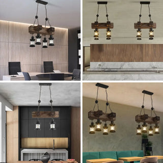 IDUSIRU Rustic Wood Lantern Industrial Ceiling Light – view 3