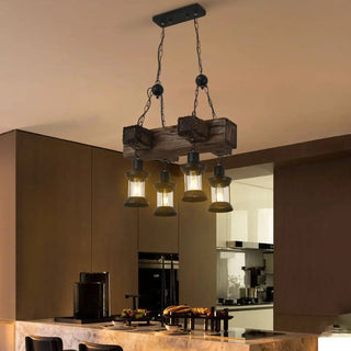 IDUSIRU Rustic Wood Lantern Industrial Ceiling Light – view 1