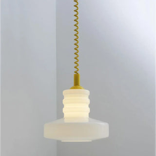Scandinavian white glass pendant lamp, twisted cable modern ceiling hanging light