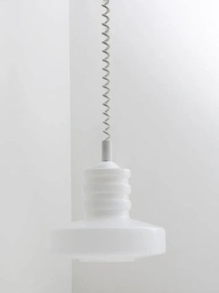 Scandinavian pendant light, white glass lamp with twisted cable ceiling fixture