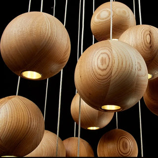 BOUBOIS Natural Wood Spheres Contemporary Ceiling Light – view 5