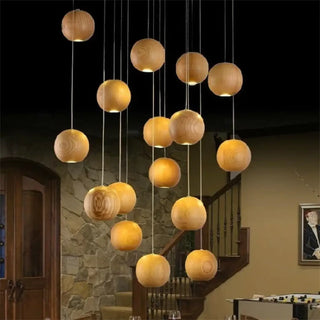 BOUBOIS Natural Wood Spheres Contemporary Ceiling Light – view 3