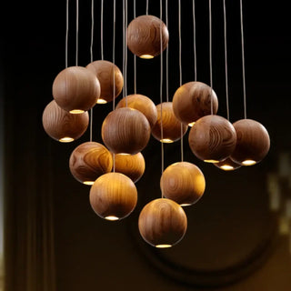 BOUBOIS Natural Wood Spheres Contemporary Ceiling Light – view 1
