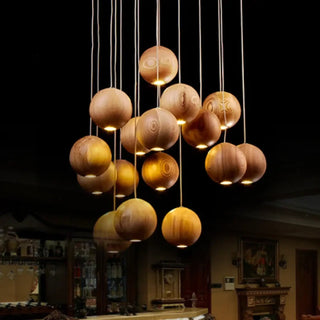 BOUBOIS Natural Wood Spheres Contemporary Ceiling Light – view 4