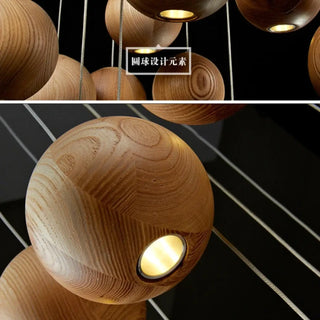 BOUBOIS Natural Wood Spheres Contemporary Ceiling Light – view 6