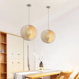 DOBO Scandinavian Modern Spherical Openwork Wood Ceiling Light – view 2