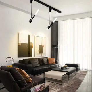 Adjustable minimalist pendant light, black white LED spotlight suspension