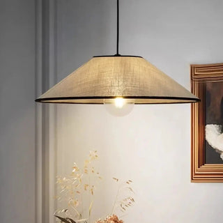 Soft linen pendant lamp, beige natural shade for living room ambient lighting
