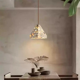 Designer terrazzo rattan pendant lamp, natural soft diffused ceiling hanging light