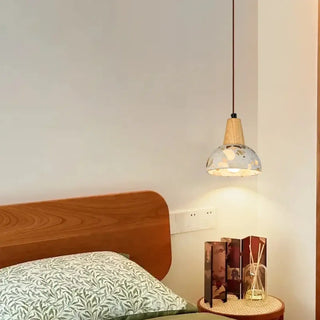 Terrazzo rattan pendant light, natural soft diffused ceiling hanging fixture