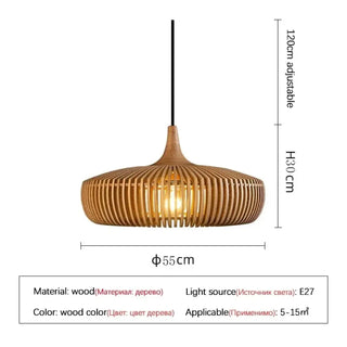 Contemporary woven wood pendant lamp, natural ceiling hanging light