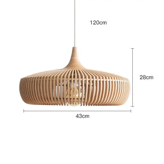 Wood woven pendant ceiling light, contemporary natural hanging fixture