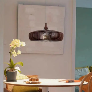 Natural wood woven pendant, contemporary ceiling hanging fixture