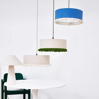 BROUCE Beige Fabric with Green Fringes Vintage Ceiling Light – view 9