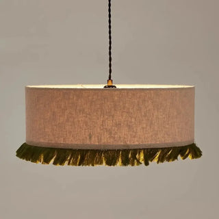 BROUCE Beige Fabric with Green Fringes Vintage Ceiling Light – view 4
