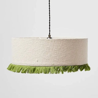 BROUCE Beige Fabric with Green Fringes Vintage Ceiling Light – view 6