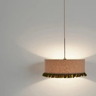 BROUCE Beige Fabric with Green Fringes Vintage Ceiling Light – view 10