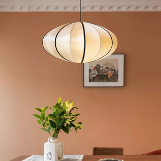 CIGA Modern Oval Ecru Fabric Ceiling Light – view 1