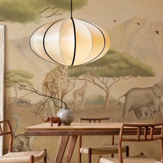 CIGA Modern Oval Ecru Fabric Ceiling Light – view 2