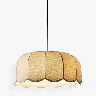 Beige modern pendant ceiling light, fabric shade warm ambient design