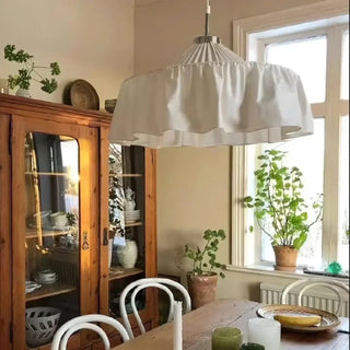 DUPPE Elegant Pleated White Fabric Bohemian Ceiling Light – view 2