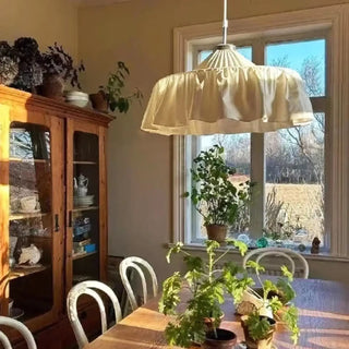DUPPE Elegant Pleated White Fabric Bohemian Ceiling Light – view 5