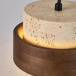 BERTIN Travertine and Wood Modern Zen Ceiling Light – view 4