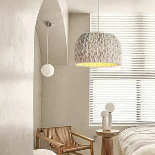 LAINA Modern Beige Braided Wool Ceiling Light – view 3