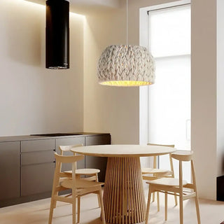 LAINA Modern Beige Braided Wool Ceiling Light – view 1